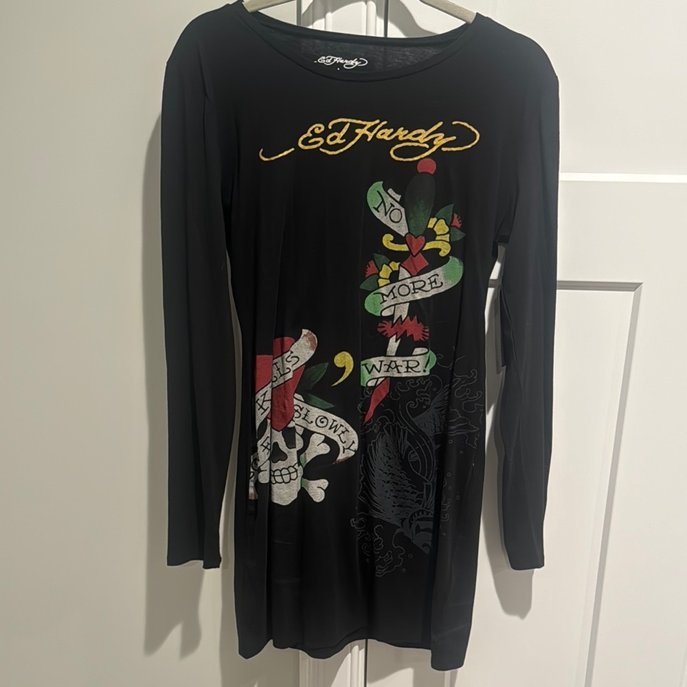 Ed Hardy Black Graphic Women's Dress